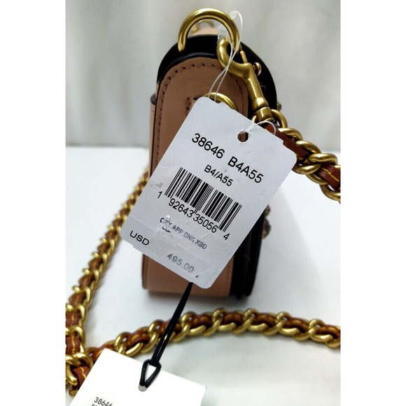 Coach Ladies Dinky Crystal Pink Leather Chain Strap Kisslock Crossbody Bag- NWT - Picture 6 of 13